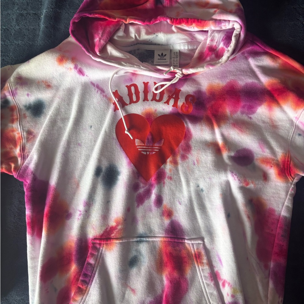 Adidas Tie-Dye Hoodie - Pink and Red